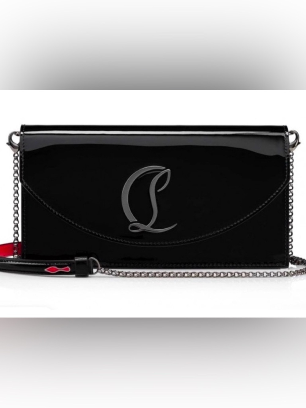 Christian Louboutin Black Patent Leather Clutch Shoulder Bag